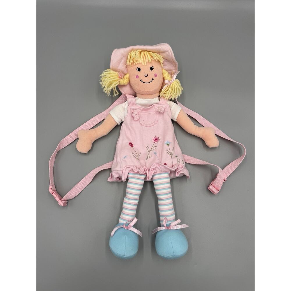 Next‎ Retail Doll Backpack Bookbag Bag Blonde Hair Pink Dress Hat Stripes Legs